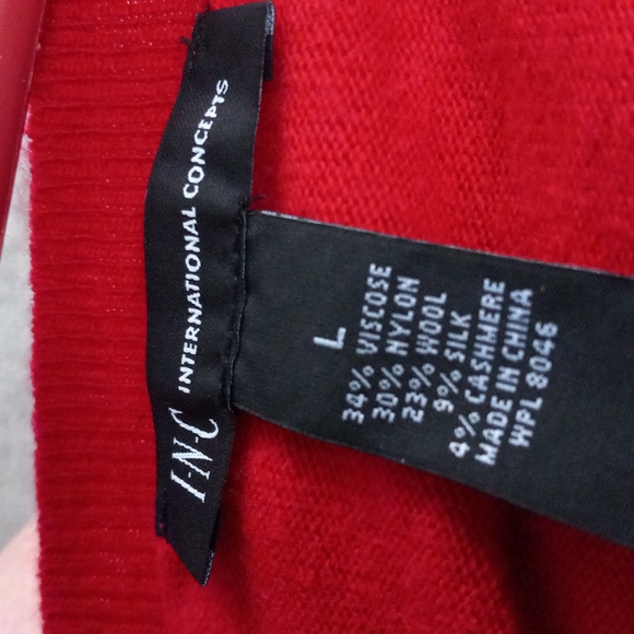 COPY - INC Red Cold Shoulder Sweater with Emblishments  Size Large - Picture 5 of 5